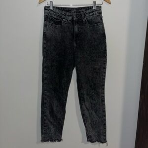 Black Faded Straight-Leg Jeans